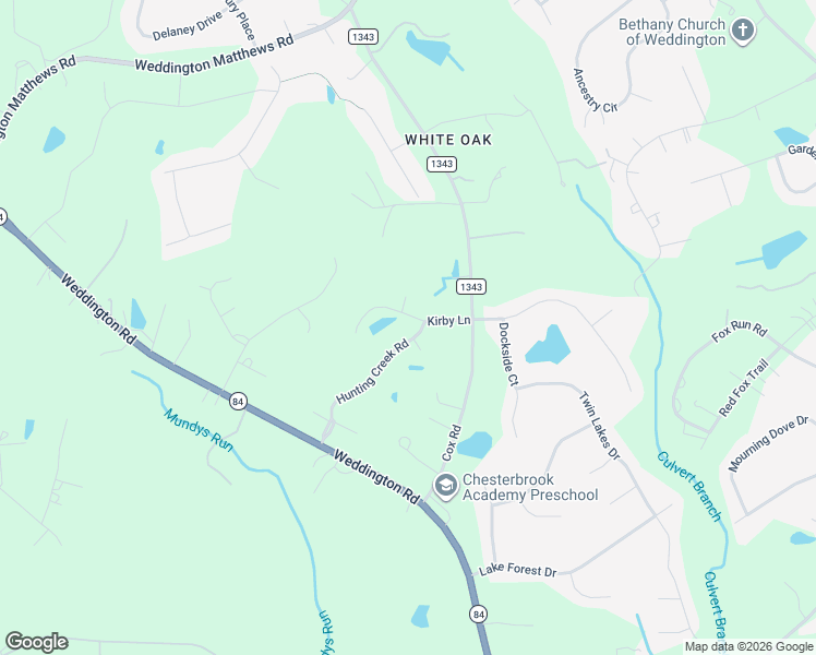 map of restaurants, bars, coffee shops, grocery stores, and more near 449 Hunting Creek Road in Weddington