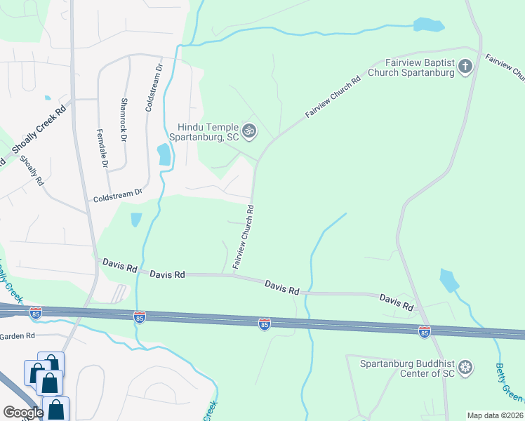 map of restaurants, bars, coffee shops, grocery stores, and more near 1163 Fairview Church Road in Spartanburg