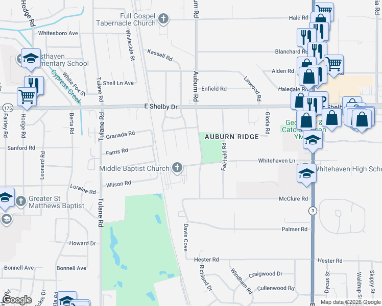 map of restaurants, bars, coffee shops, grocery stores, and more near 4789 Kassell Cove in Memphis