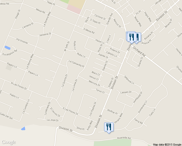 map of restaurants, bars, coffee shops, grocery stores, and more near 328 Mars Court in Nipomo