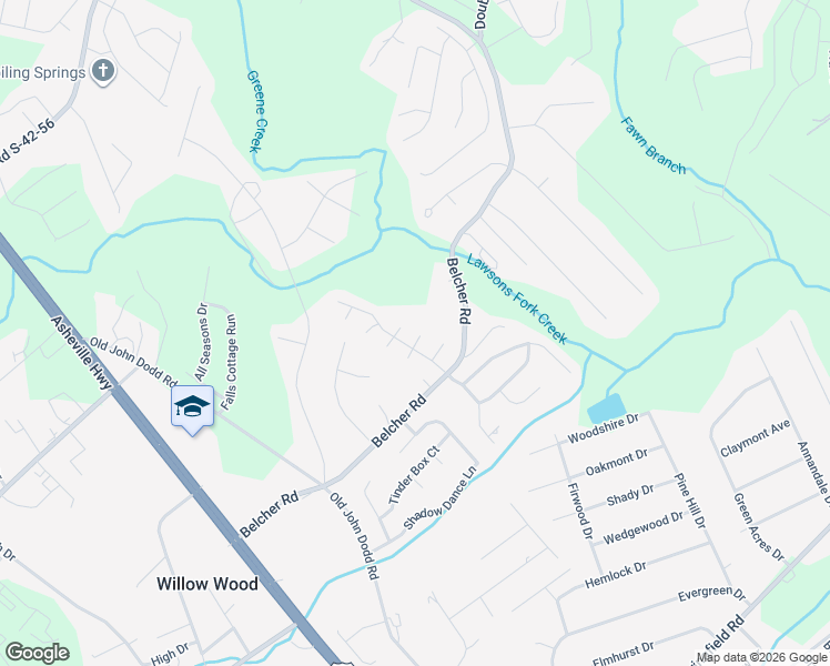 map of restaurants, bars, coffee shops, grocery stores, and more near 126 Falcon Ridge Drive in Boiling Springs