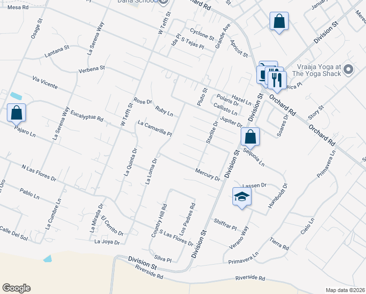 map of restaurants, bars, coffee shops, grocery stores, and more near 328 Mars Court in Nipomo