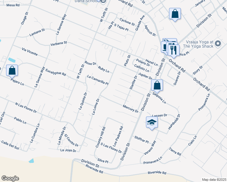 map of restaurants, bars, coffee shops, grocery stores, and more near 306 Venus Court in Nipomo