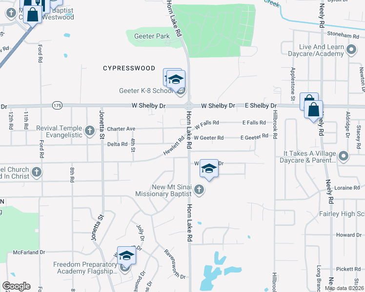 map of restaurants, bars, coffee shops, grocery stores, and more near 4777 Horn Lake Road in Memphis
