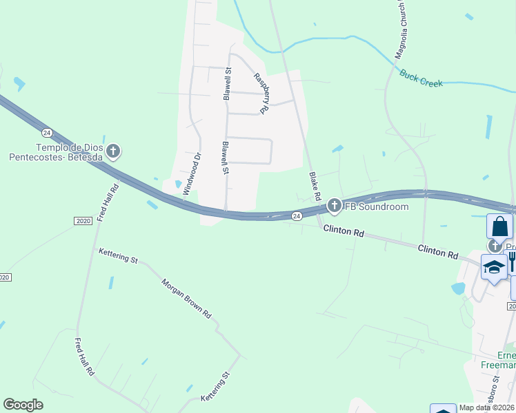 map of restaurants, bars, coffee shops, grocery stores, and more near 6765 Clinton Rd in Stedman