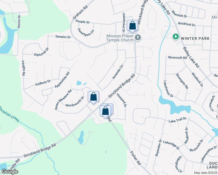 map of restaurants, bars, coffee shops, grocery stores, and more near 6555 Amanda Circle in Fayetteville