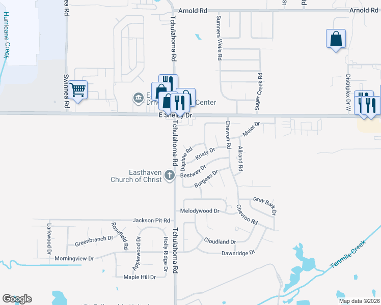map of restaurants, bars, coffee shops, grocery stores, and more near 3306 Kristy Drive in Memphis