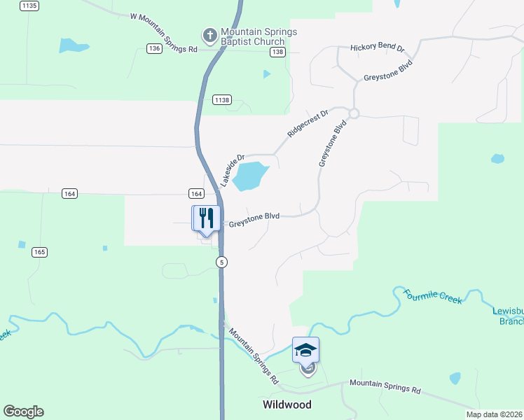 map of restaurants, bars, coffee shops, grocery stores, and more near 15 Greystone Boulevard in Cabot