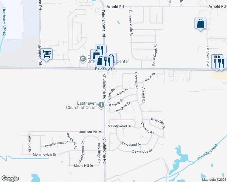 map of restaurants, bars, coffee shops, grocery stores, and more near 3306 Kristy Drive in Memphis