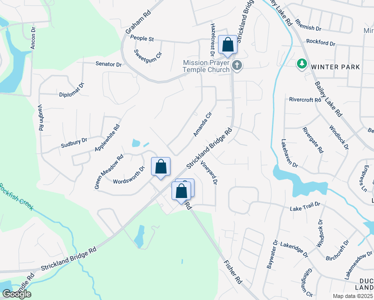map of restaurants, bars, coffee shops, grocery stores, and more near 6555 Amanda Circle in Fayetteville