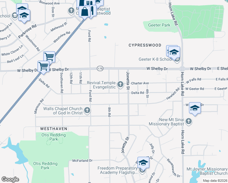 map of restaurants, bars, coffee shops, grocery stores, and more near 417 Charter Avenue in Memphis