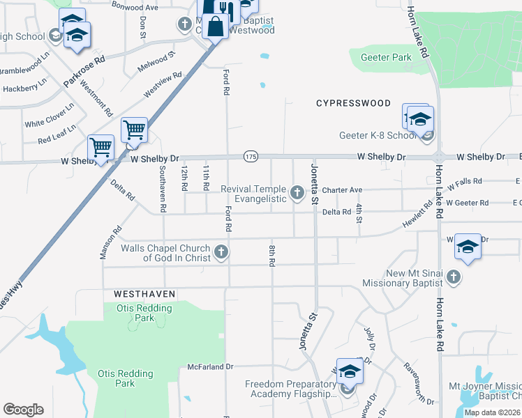 map of restaurants, bars, coffee shops, grocery stores, and more near 463 Charter Avenue in Memphis