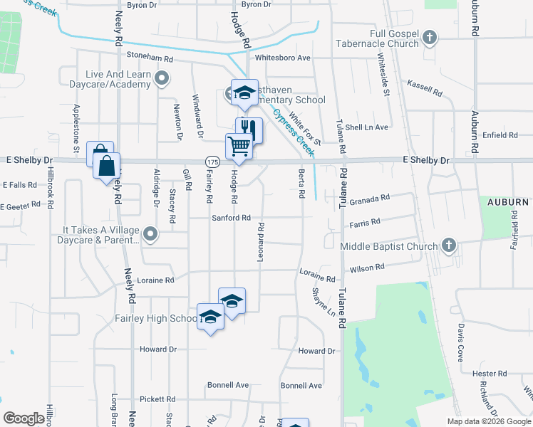 map of restaurants, bars, coffee shops, grocery stores, and more near 4743 Leonard Road in Memphis