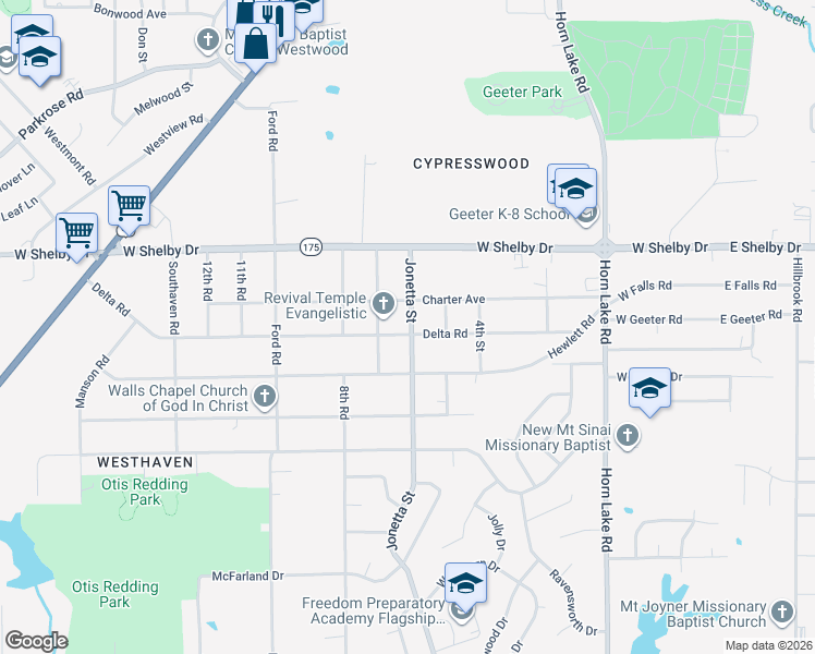 map of restaurants, bars, coffee shops, grocery stores, and more near 371 Charter Avenue in Memphis