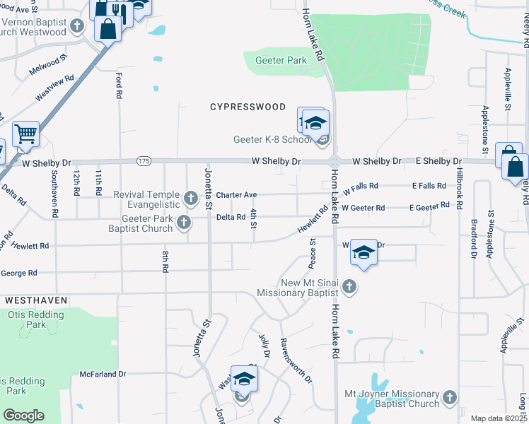 map of restaurants, bars, coffee shops, grocery stores, and more near 243 Charter Avenue in Memphis
