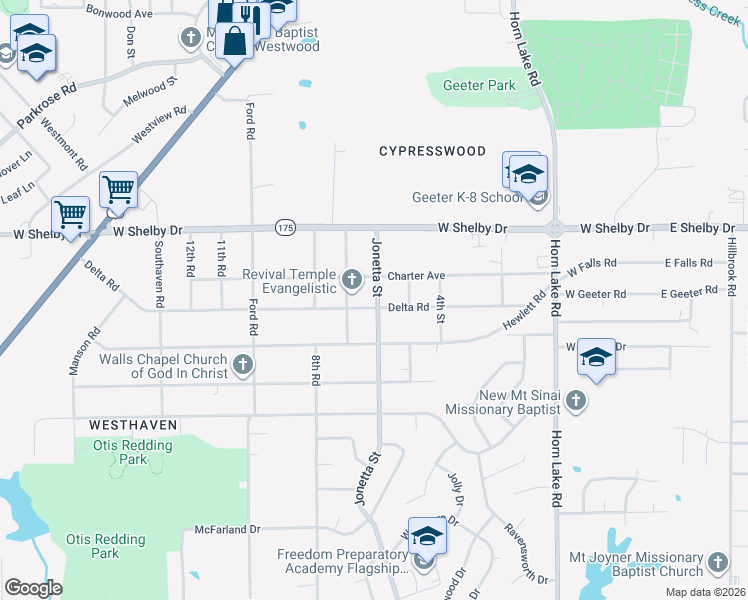map of restaurants, bars, coffee shops, grocery stores, and more near 371 Charter Avenue in Memphis