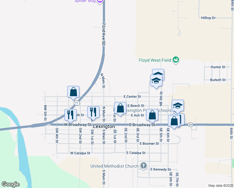 map of restaurants, bars, coffee shops, grocery stores, and more near 201 East Center Street in Lexington