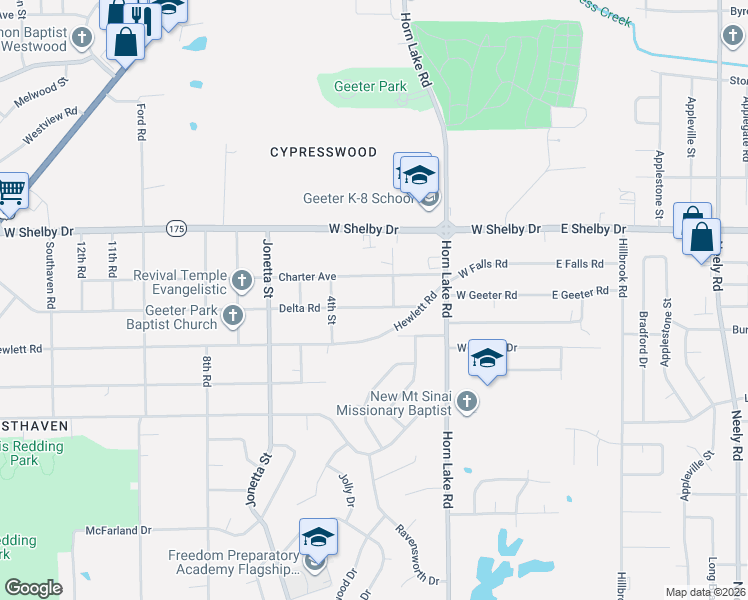 map of restaurants, bars, coffee shops, grocery stores, and more near 243 Charter Avenue in Memphis