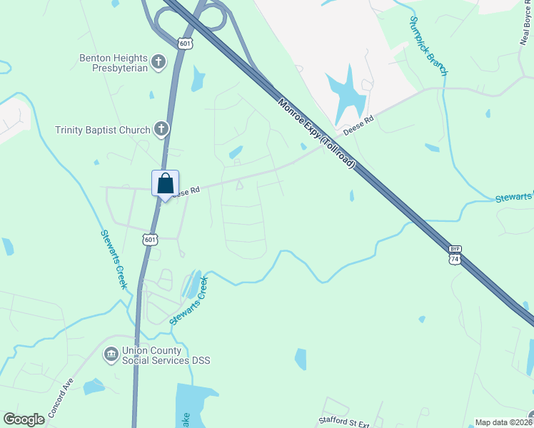 map of restaurants, bars, coffee shops, grocery stores, and more near 314 Deese Road in Monroe