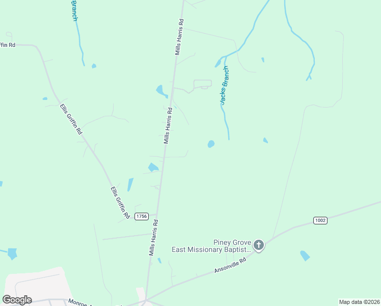 map of restaurants, bars, coffee shops, grocery stores, and more near 1320 Mills Harris Road in Wingate