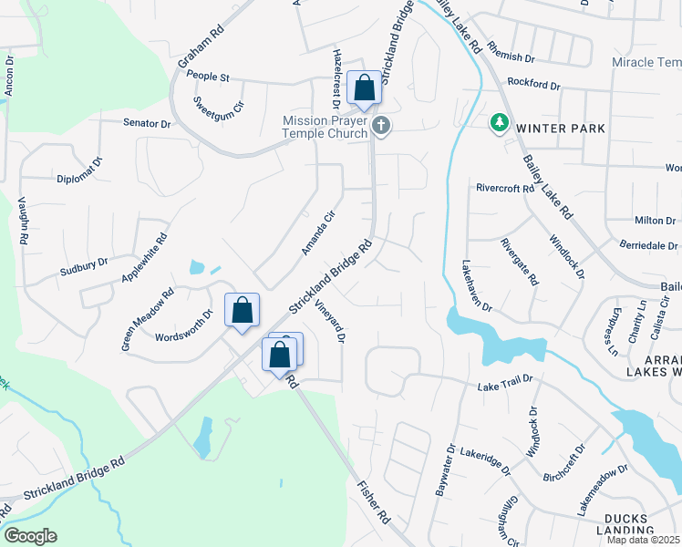 map of restaurants, bars, coffee shops, grocery stores, and more near 1847 Strickland Bridge Road in Fayetteville