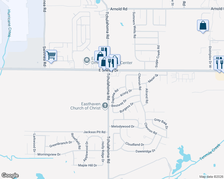 map of restaurants, bars, coffee shops, grocery stores, and more near 3304 Daphne Cove in Memphis