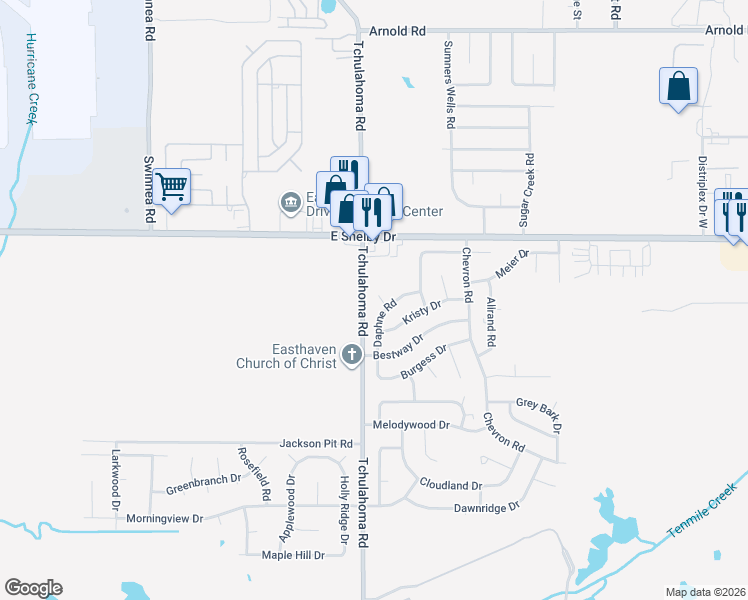 map of restaurants, bars, coffee shops, grocery stores, and more near 3304 Daphne Cove in Memphis
