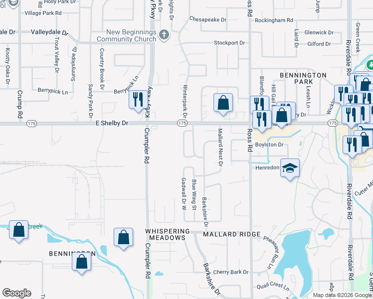 map of restaurants, bars, coffee shops, grocery stores, and more near 4752 Stoney Hill Drive in Memphis