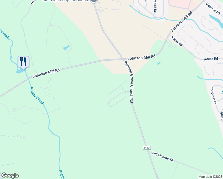 map of restaurants, bars, coffee shops, grocery stores, and more near 130 Shady View Drive in Raeford
