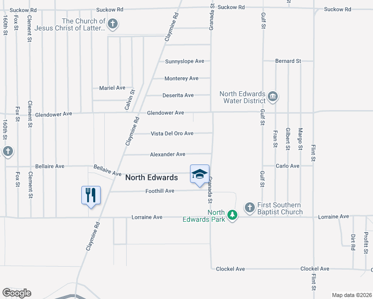 map of restaurants, bars, coffee shops, grocery stores, and more near 16873 Alexander Avenue in North Edwards