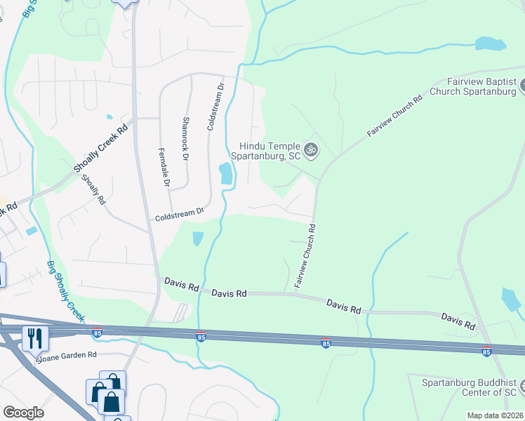 map of restaurants, bars, coffee shops, grocery stores, and more near 175 Flatview Way in Spartanburg