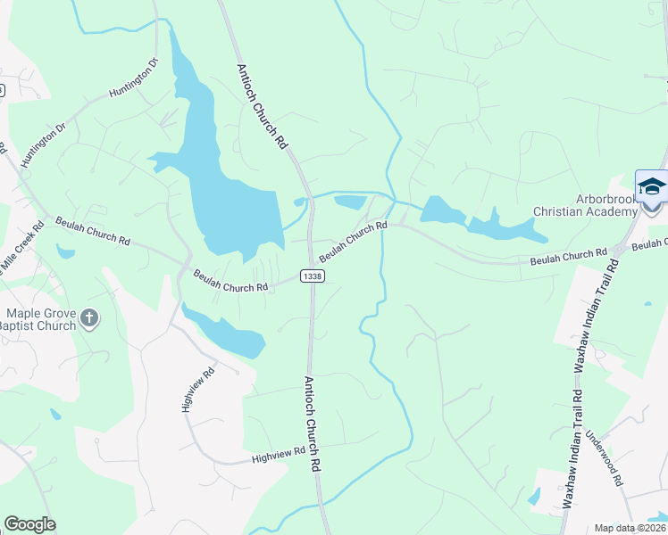 map of restaurants, bars, coffee shops, grocery stores, and more near 2675 Beulah Church Road in Matthews