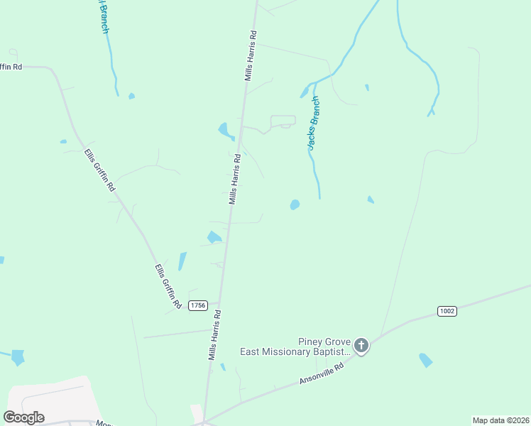 map of restaurants, bars, coffee shops, grocery stores, and more near 1320 Mills Harris Road in Wingate