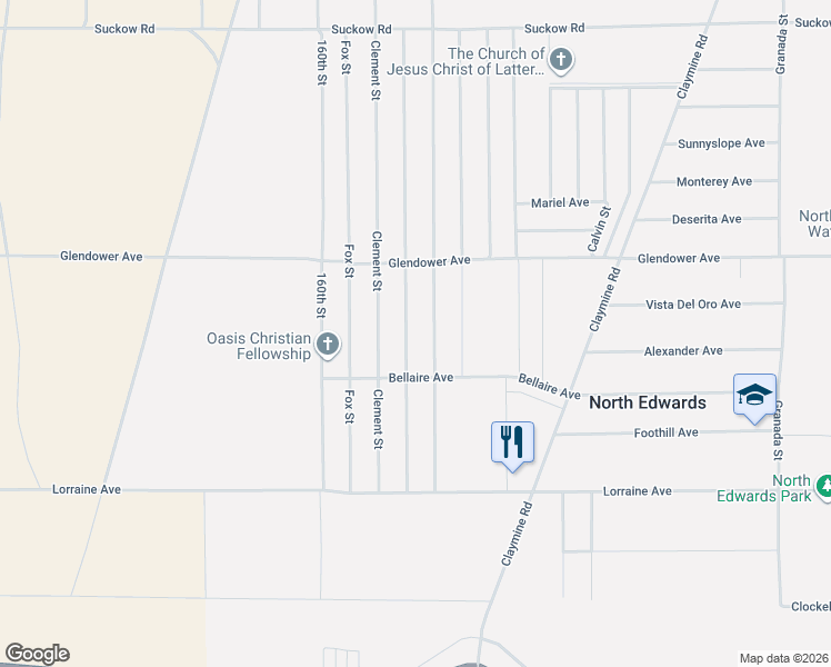 map of restaurants, bars, coffee shops, grocery stores, and more near 13374 Lamel Street in North Edwards