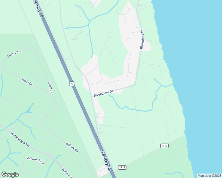 map of restaurants, bars, coffee shops, grocery stores, and more near 322 Rivershore Drive in New Bern