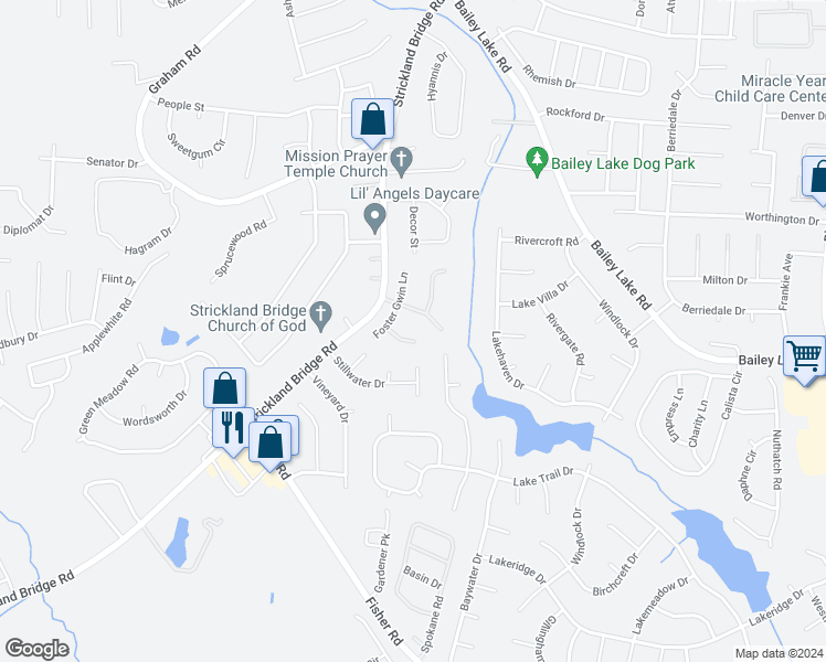 map of restaurants, bars, coffee shops, grocery stores, and more near 3206 Walcott Place in Fayetteville