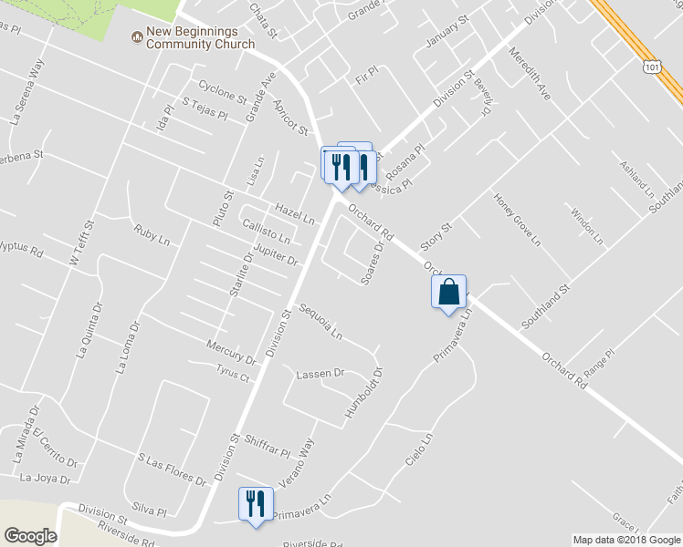 map of restaurants, bars, coffee shops, grocery stores, and more near 532 Silver Leaf Court in Nipomo