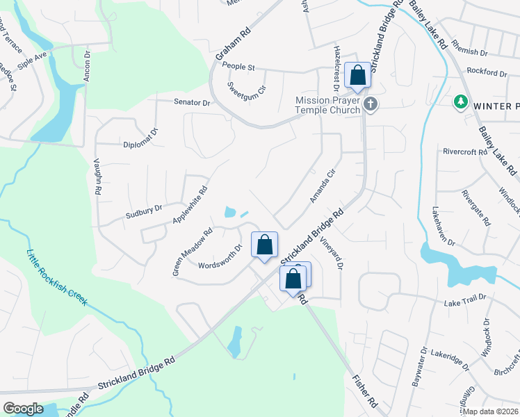 map of restaurants, bars, coffee shops, grocery stores, and more near 6611 Amanda Circle in Fayetteville