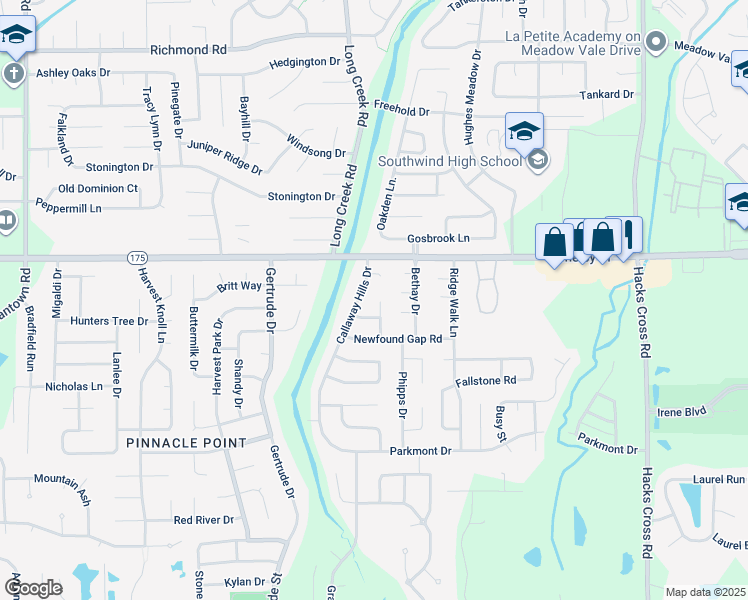 map of restaurants, bars, coffee shops, grocery stores, and more near 4733 Callaway Hills Drive in Memphis