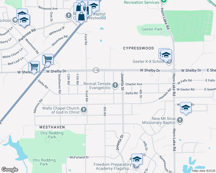 map of restaurants, bars, coffee shops, grocery stores, and more near 417 Charter Avenue in Memphis