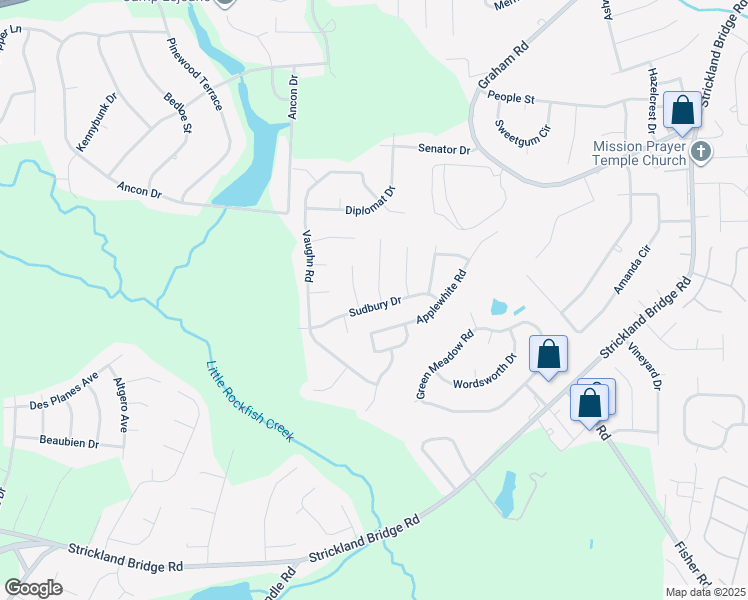 map of restaurants, bars, coffee shops, grocery stores, and more near 6798 Longparrish Court in Fayetteville