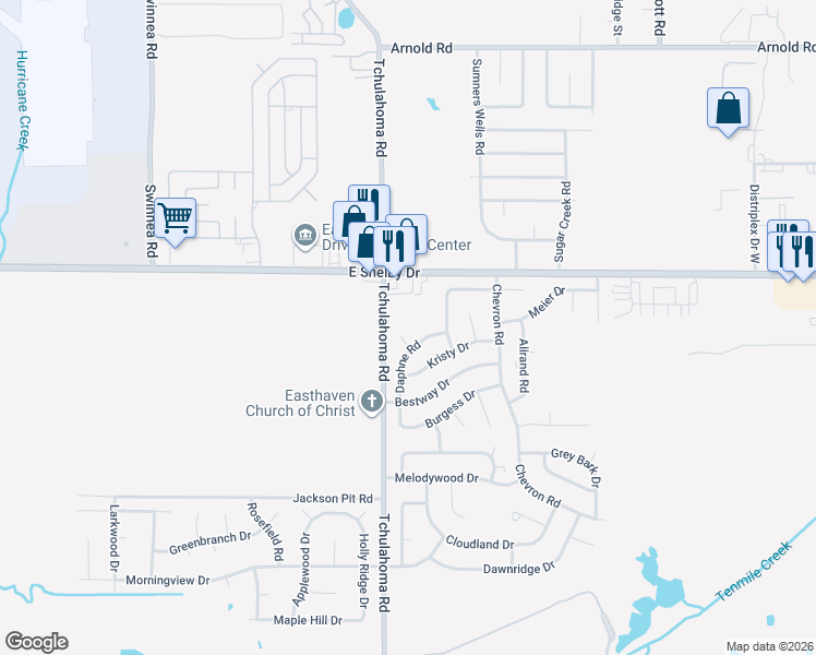 map of restaurants, bars, coffee shops, grocery stores, and more near 3304 Daphne Cove in Memphis