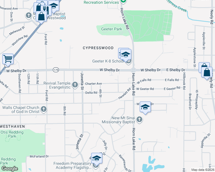 map of restaurants, bars, coffee shops, grocery stores, and more near 243 Charter Avenue in Memphis