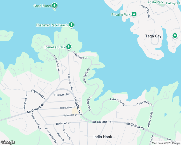 map of restaurants, bars, coffee shops, grocery stores, and more near 3228 Lake Wylie Drive in Rock Hill