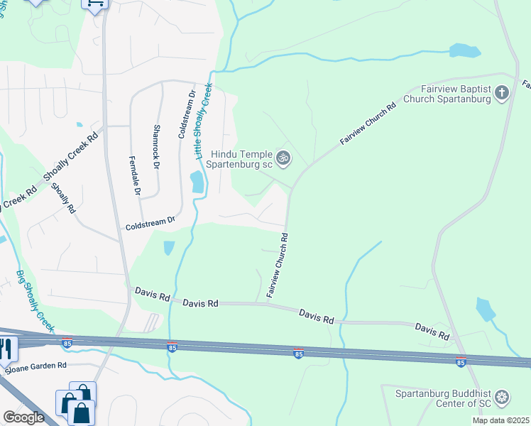map of restaurants, bars, coffee shops, grocery stores, and more near 309 Flat Cove Road in Spartanburg