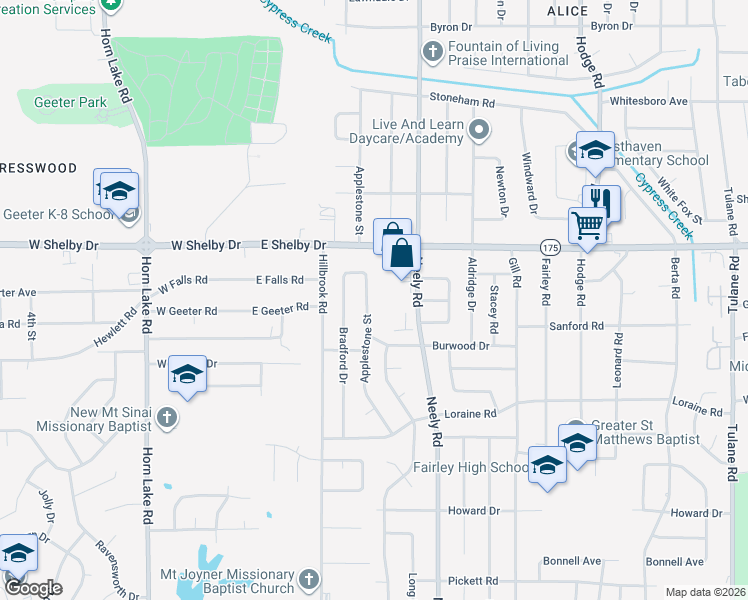 map of restaurants, bars, coffee shops, grocery stores, and more near 4742 Applestone Street in Memphis