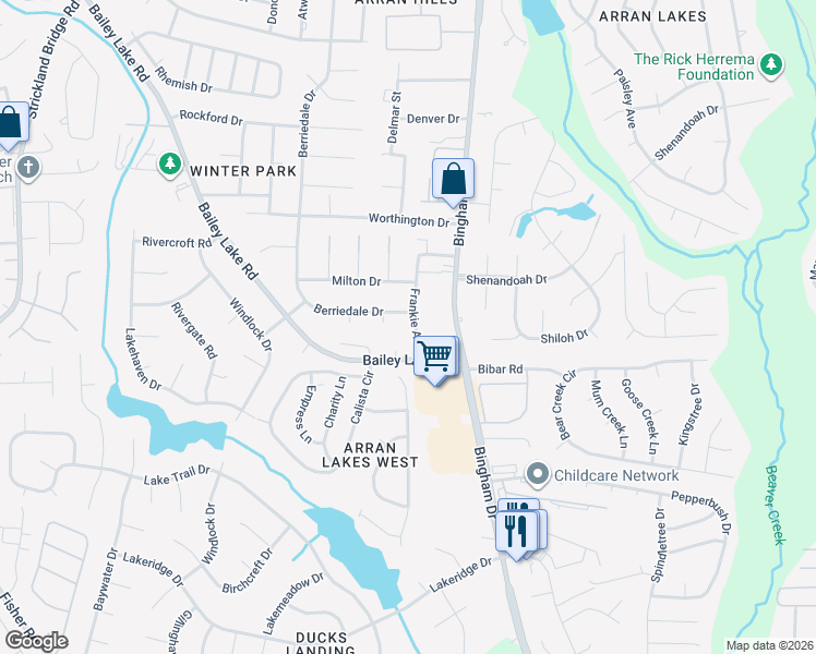 map of restaurants, bars, coffee shops, grocery stores, and more near 1882 Frankie Avenue in Fayetteville
