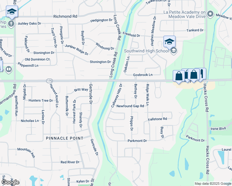 map of restaurants, bars, coffee shops, grocery stores, and more near 4733 Callaway Hills Drive in Memphis