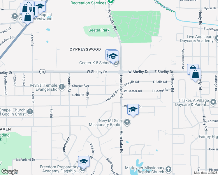 map of restaurants, bars, coffee shops, grocery stores, and more near 181 Charter Avenue in Memphis