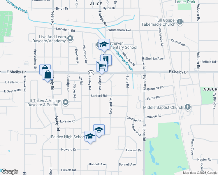 map of restaurants, bars, coffee shops, grocery stores, and more near 4743 Leonard Road in Memphis